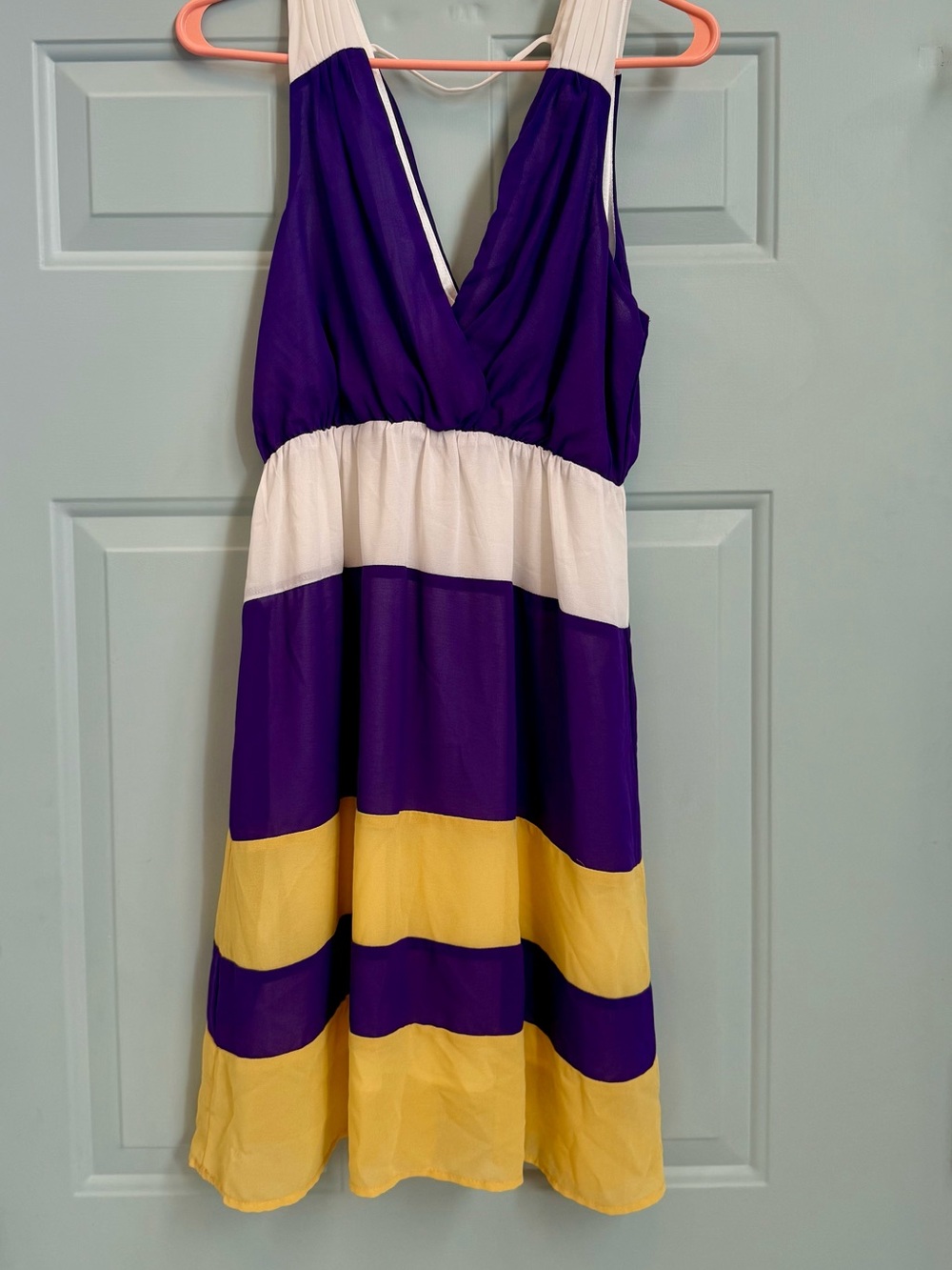 UMGEE WOMENS Purple, White & Gold Striped Sleeveless Dress SIZE MEDIUM